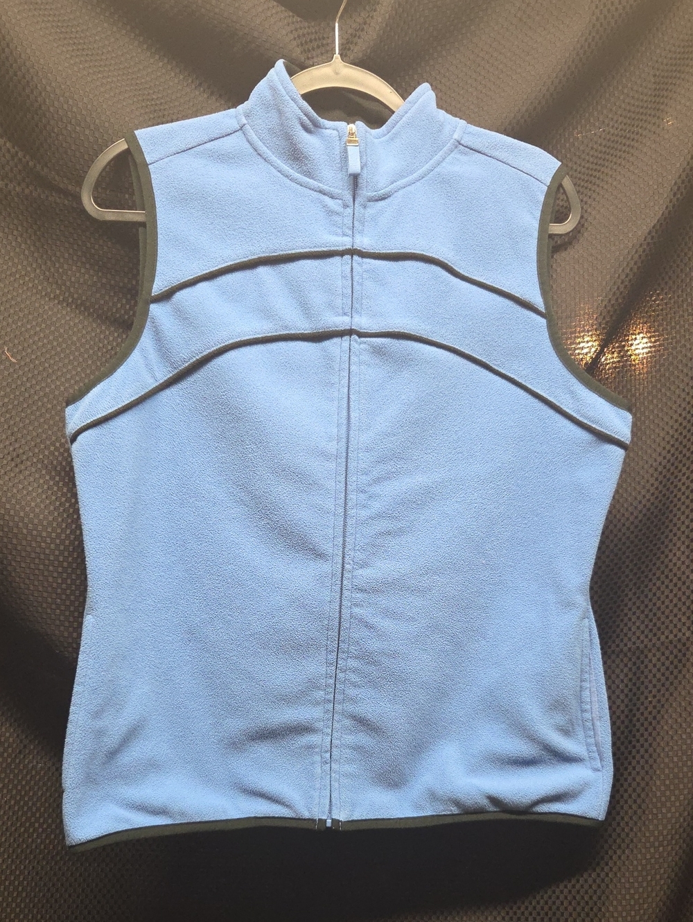 St Aumont Light Blue Women's Fleece Golf Vest with Black Contrast Trim